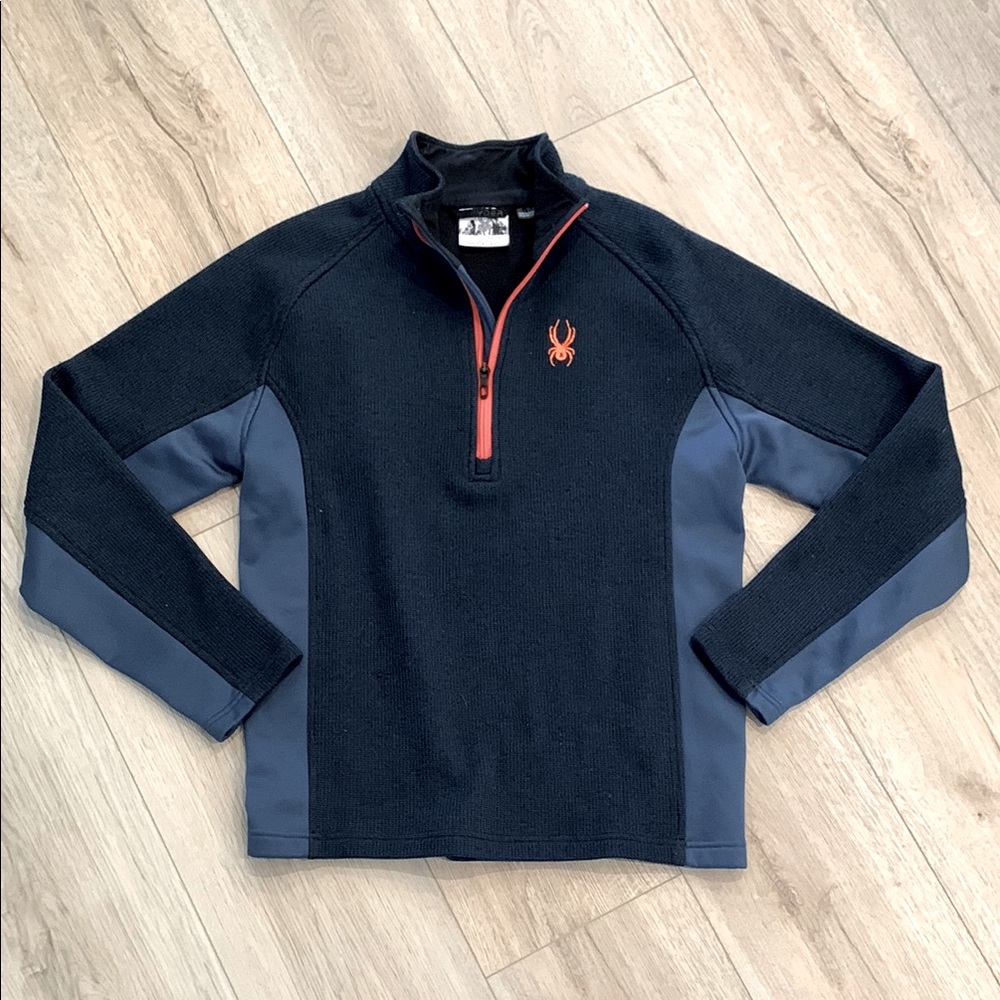 Spyder Black and Gray Zip Up Sweater with Logo Size M